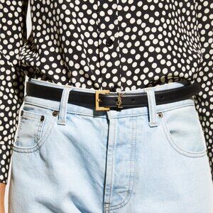 Saint Laurent YSL Monogram Slim Leather Belt 80
